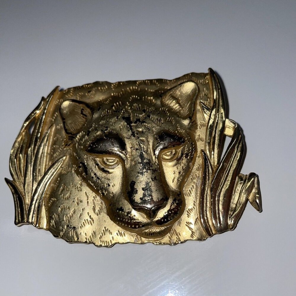 VINTAGE PARK LANE GOLD TONE LEOPARD CHEETAH PIN BROOCH PENDANT J7
